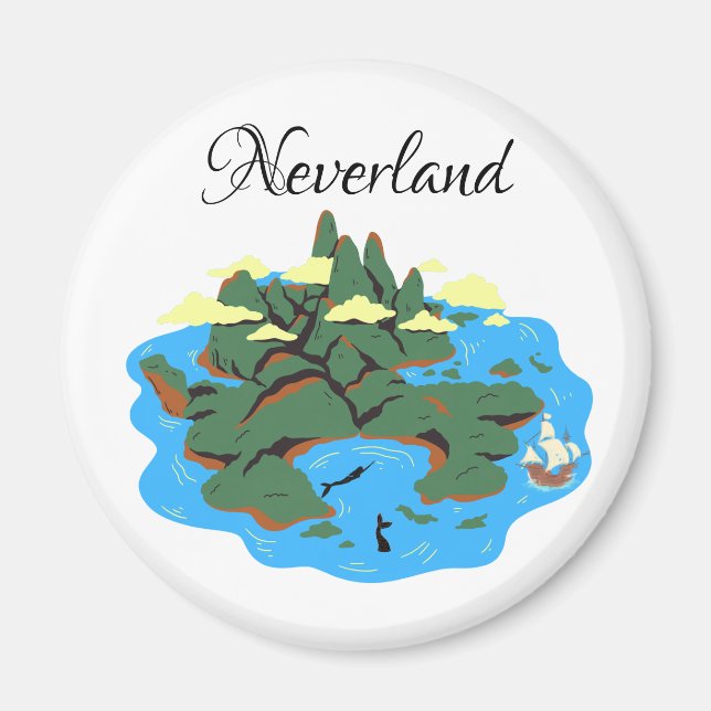 Aimant Neverland Island avec sirènes et bateau pirate (Devant)