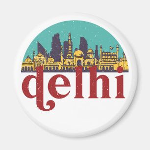 Aimant New Delhi Inde Vintage City Skyline Cityscape Art