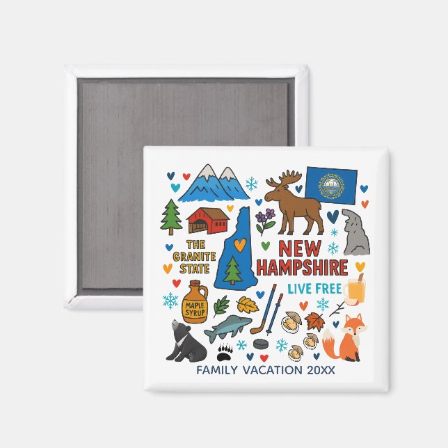 Aimant New Hampshire Family Trip Keepsake Custom (Recto/Verso)