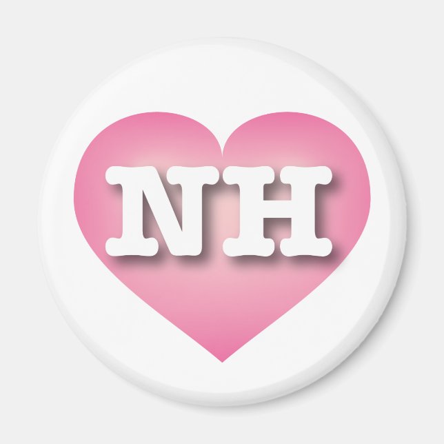Aimant New Hampshire Pink Fade Heart - J'aime NH (Devant)