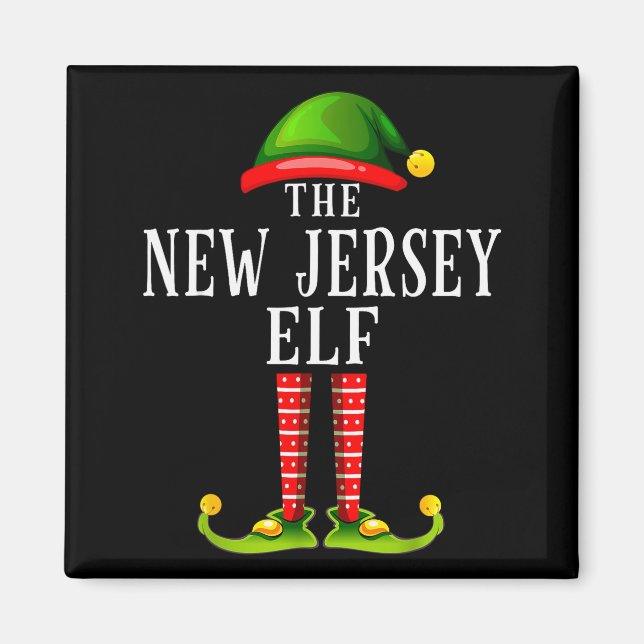 Aimant New Jersey Elf Christmas Matching Family Group Pjs (Devant)