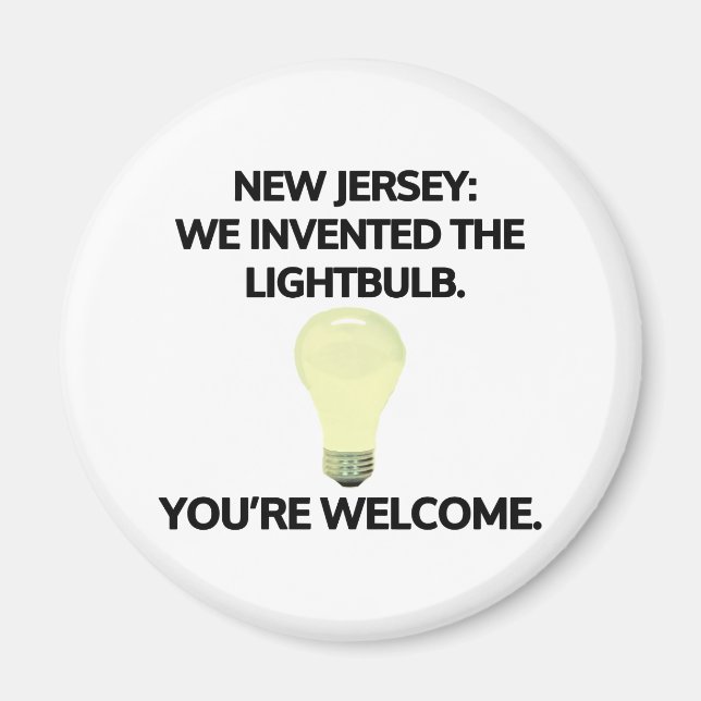 Aimant New Jersey : Nous avons inventé l'ampoule. (Devant)