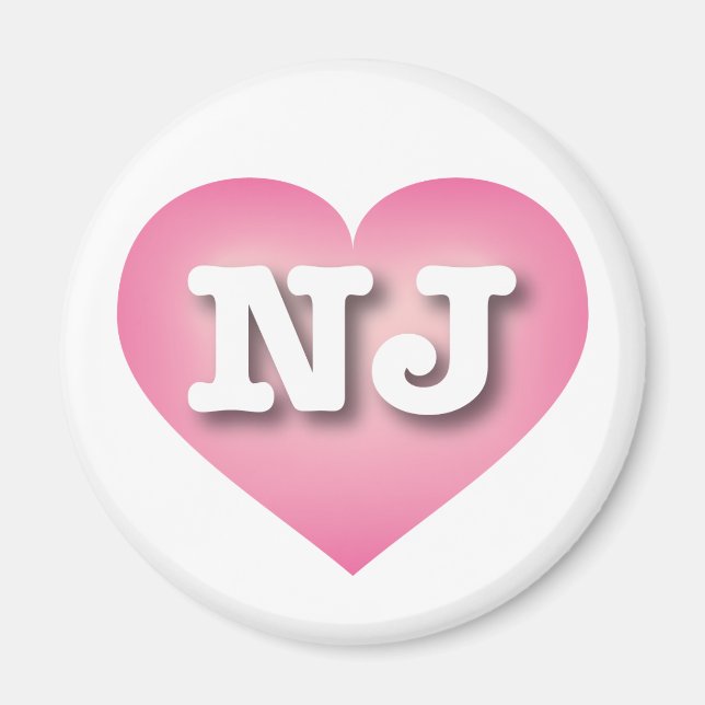Aimant New Jersey rose Fade Heart - J'aime NJ (Devant)