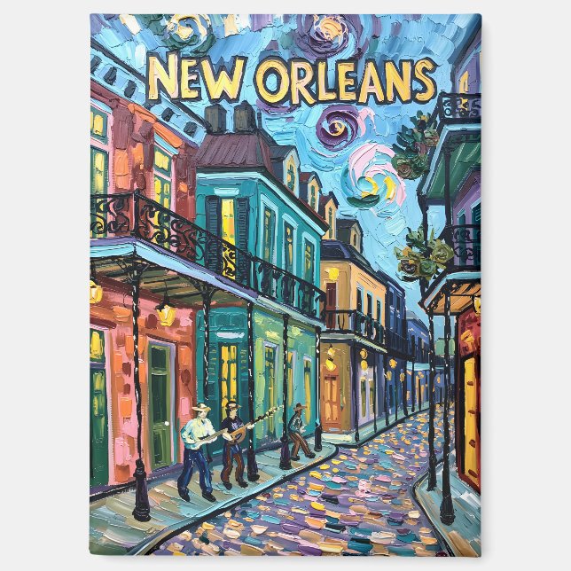 Aimant New Orleans French Quarter Travel Van Gogh Style (Recto)