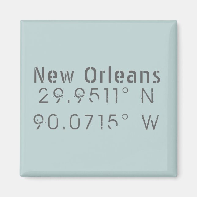 Aimant New Orleans Latitude & Longitude (Devant)