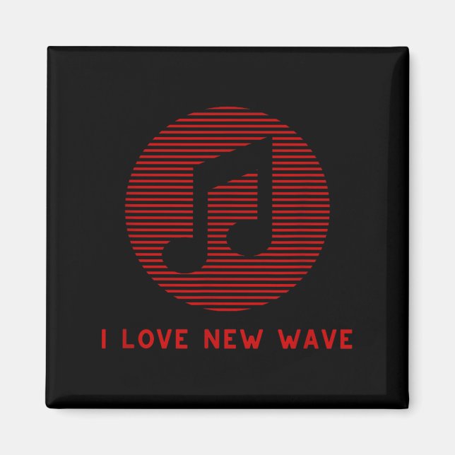 Aimant New Wave Music Red And Black Funny 70's 80's Music (Devant)