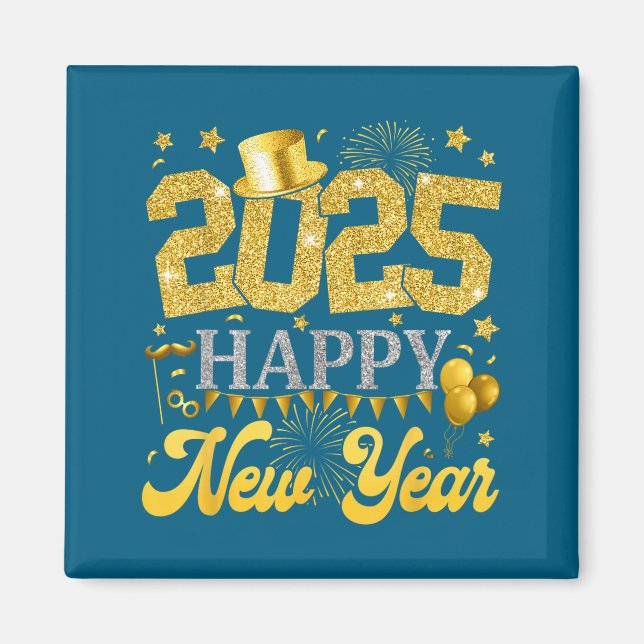 Aimant New Years Eve Party Supplies 2025 Happy New Year F (Devant)