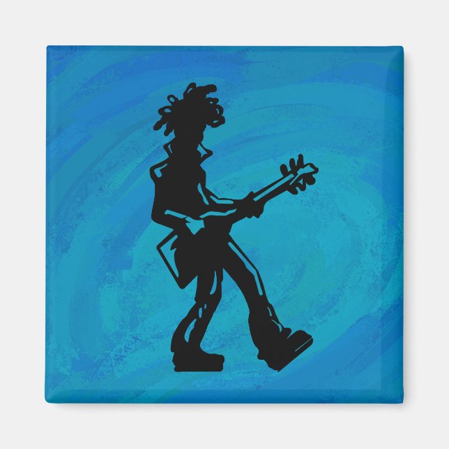 Aimant New York Boogie Nights Guitare Bleu (Devant)