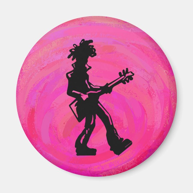 Aimant New York Boogie Nights Guitare Hot Pink (Devant)