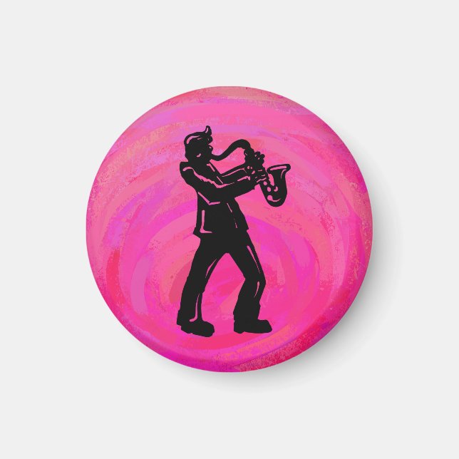 Aimant New York Boogie Nuits Saxophone Hot Pink (Devant)