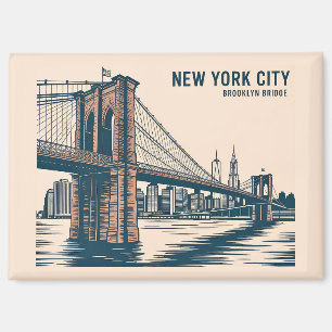 Aimant New York Brooklyn Bridge Skyline Bold Retro Travel