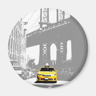 Aimant New York City Brooklyn Bridge Yellow Taxi Nyc