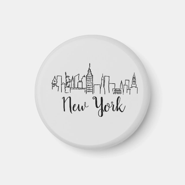 Aimant New York City Skyline Illustration Pillow (Devant)