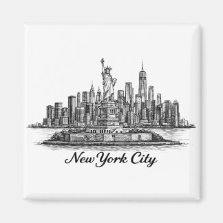 Aimant New York City Skyline Line Art Illustration