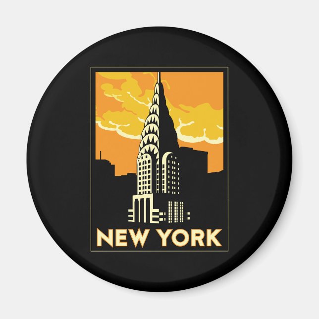 Aimant new york états-unis usa vintage retro travel (Devant)