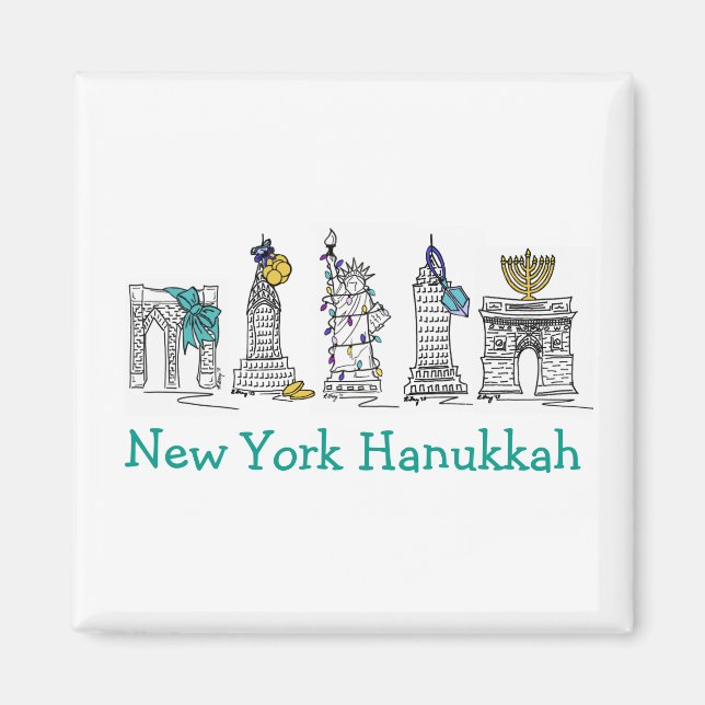 Aimant New York Hanoukka NYC Chanukah Fêtes juives (Devant)