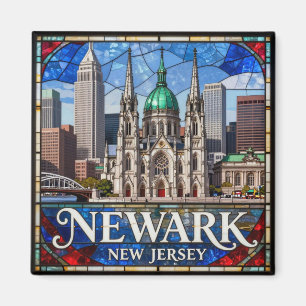 Aimant Newark New Jersey Vitrail Cityscape 🏙️