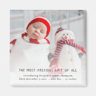 Aimant Newborn Photo Christmas Baby Birth Announcement