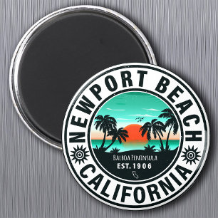 Aimant Newport Beach California Retro Sunset Vacation 80s