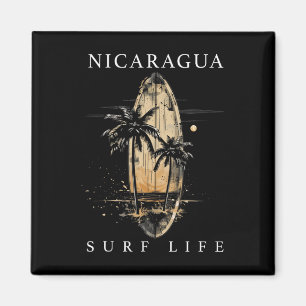 Aimant Nicaragua Nica Surf Vintage Surfeur