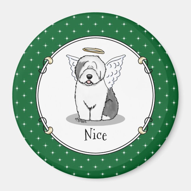 Aimant Nice Angel Old English Sheepdog (Gris 1) - mignon (Devant)