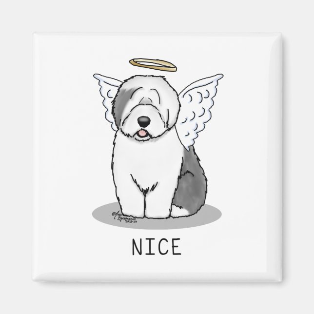Aimant Nice Angel Old English Sheepdog (Gris 1) - mignon (Devant)
