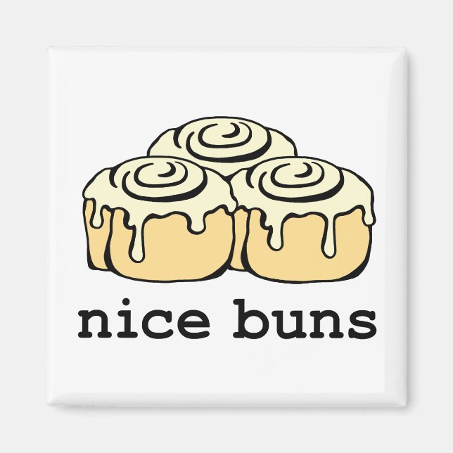 Aimant Nice Buns Funny Baking Pun Caricature Cannelle Rol (Devant)
