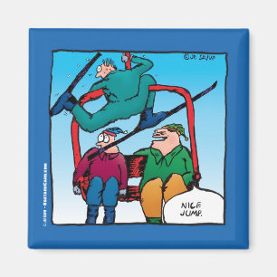 Aimant Nice Jump Funny Skiers Cartoon