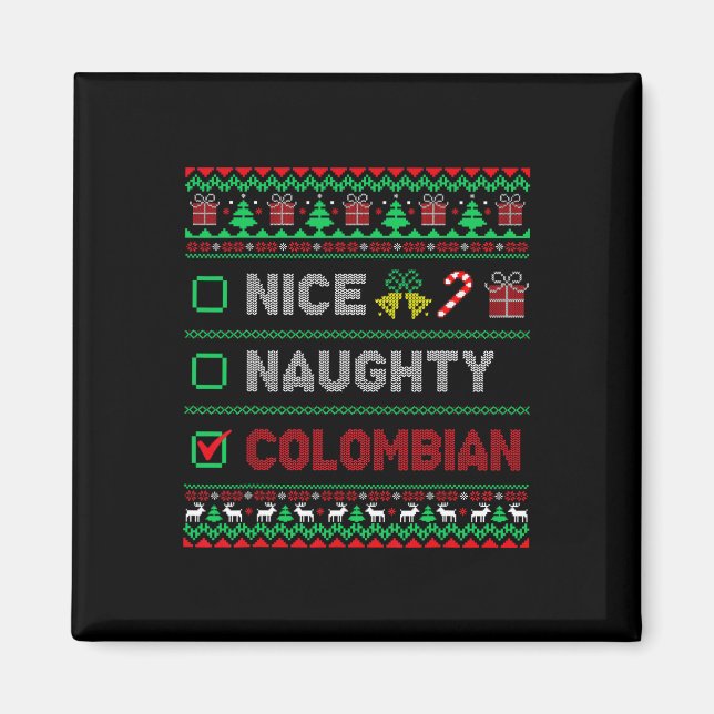 Aimant Nice Naughty Colombian Christmas Checklist Colombi (Devant)