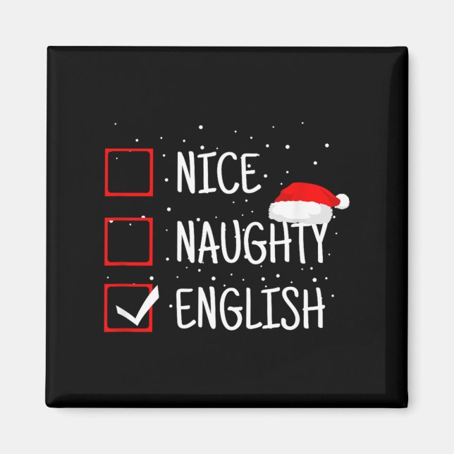 Aimant Nice Naughty English Christmas Checklist Funny Eng (Devant)