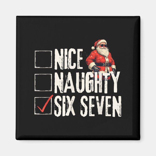 Aimant Nice Naughty Six Seven Brainrot Meme 67 Santa Funn (Devant)