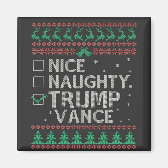Aimant Nice Naughty Trump Vance Election Ugly Sweater (Devant)