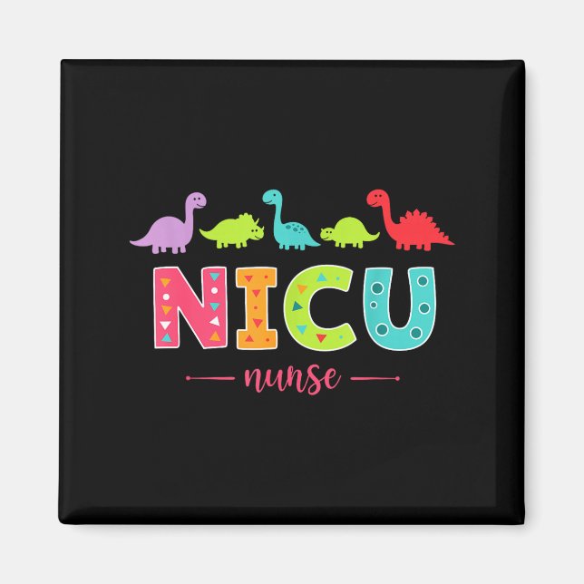 Aimant Nicu Nurse With Cute Dinosaurs Pediatric For Women (Devant)