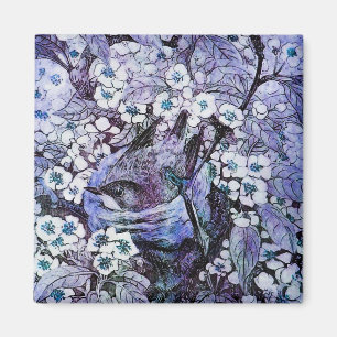 Aimant NID OISEAU, bleu blanc