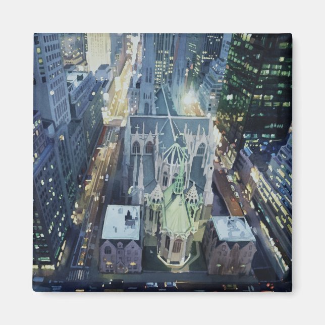 Aimant "Nightlights New York" Aquarelle Art (Devant)