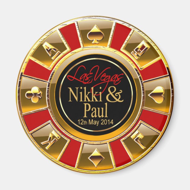 Aimant Nikki & Paul Las Vegas Gold Casino Chip Favoriser (Devant)