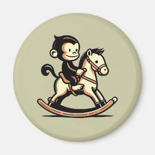 Aimant N'Importe Quel Singe Couleur Sur Cheval À Rocher