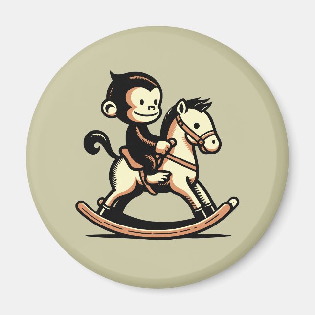 Aimant N'Importe Quel Singe Couleur Sur Cheval À Rocher (Devant)