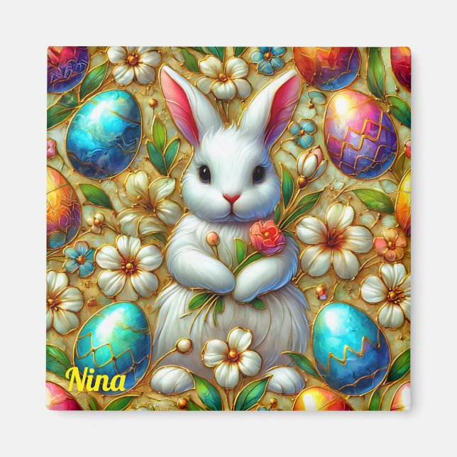 Aimant NINA~ Lapin de Pâques et Oeufs ~ (Devant)