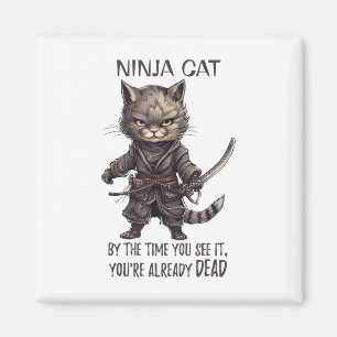Aimant Ninja Cat, Japonais Samurai Kawaii Cat Tattoo Funn