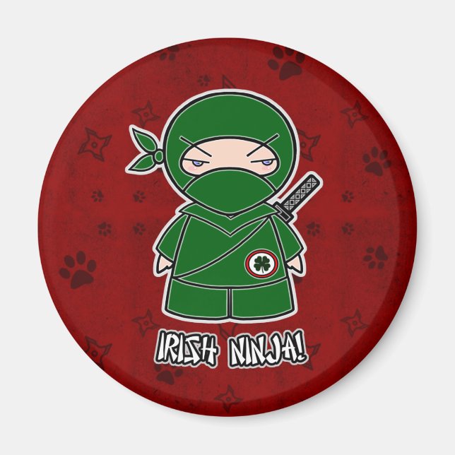 Aimant Ninja irlandais ! En rouge (Devant)