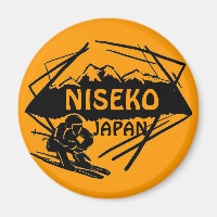 Niseko Japon orange logo de ski art souvenir aiman