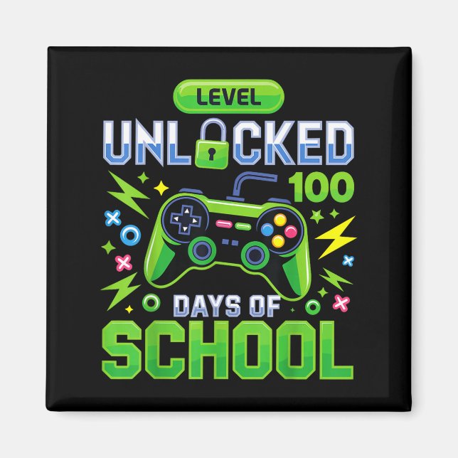 Aimant Niveau 100 Jours D'école Débloqué Jeu Vidéo Drôle (Devant)
