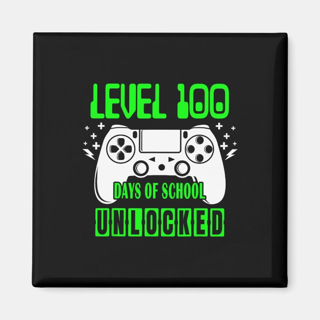 Aimant Niveau 100 Jours D'École Jeux Vidéo Déverrouillés  (Devant)