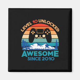 Aimant Niveau 10 Anniversaire Déverrouillé 10 ans Awesome