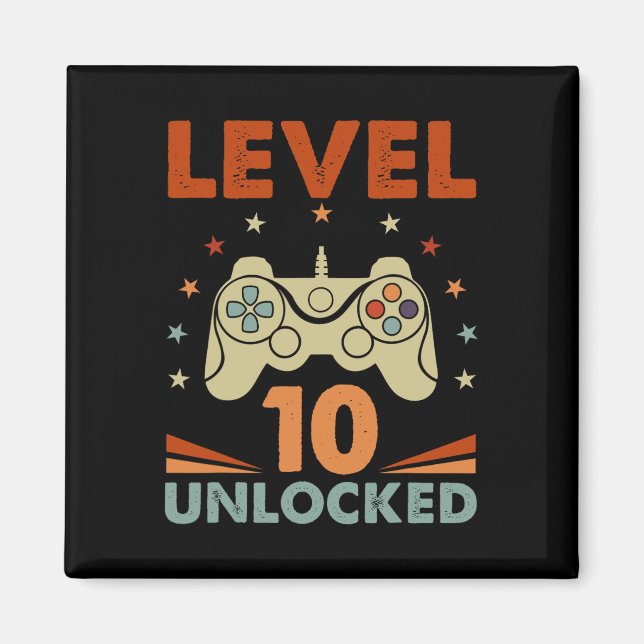 Aimant Niveau 10 Jeu vidéo déverrouillé 10e anniversaire  (Devant)
