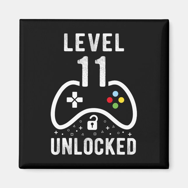 Aimant Niveau 11 Jeu vidéo déverrouillé 11e cadeau d'anni (Devant)