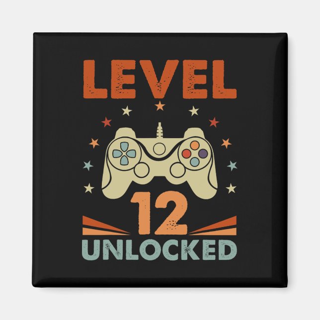 Aimant Niveau 12 Jeu vidéo déverrouillé 12e anniversaire  (Devant)