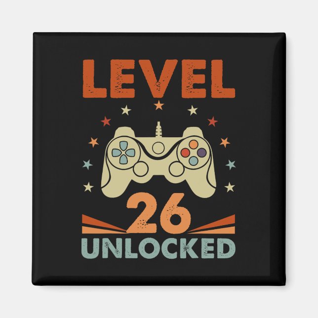 Aimant Niveau 26 Jeu vidéo déverrouillé 26e anniversaire  (Devant)