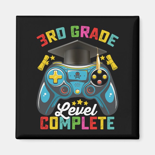 Aimant Niveau 3e année diplômé jeu vidéo joueur (Devant)